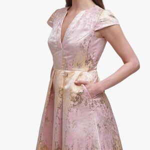 Vince Camuto Pink and Gold Midi Dress